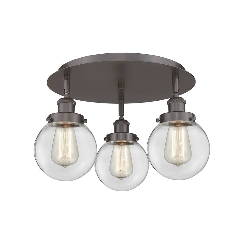 Innovations Lighting Beacon - 3 Light 18" Flush Mount - Clear/Oil Rubbed Bronze
