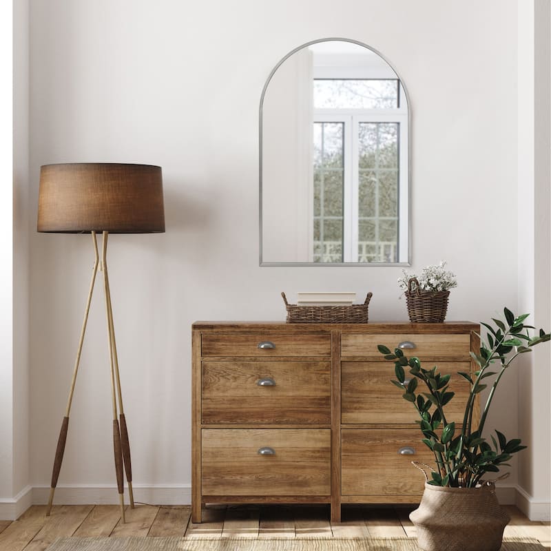 Modern Metal Framed Maeve Arched Wall Accent Mirror