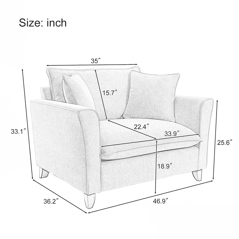 Oversized Armchair, Comfy Chair and a Half Single Sofa with Pillow for Living Room Bedroom