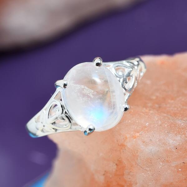 Trio Stone Rainbow Moonstone 925 Sterling Silver Stackable Women's Wedding Ring Trio Stone Rainbow Moonstone 925 Sterling Silver Stackable Women's Wedding Ring
