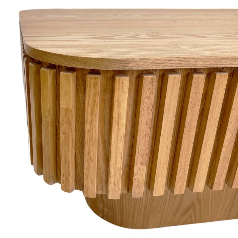 Fluted 38.6" Lift-top Coffee Table, Solid Wood Modern Accent Table with Storage and Adjustable Height