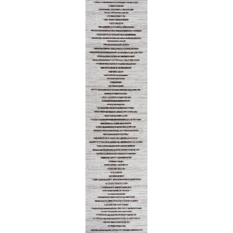 JONATHAN Y Colonia Berber Stripe Geometric Indoor/Outdoor Area Rug - 2 X 10 - Ivory/Black