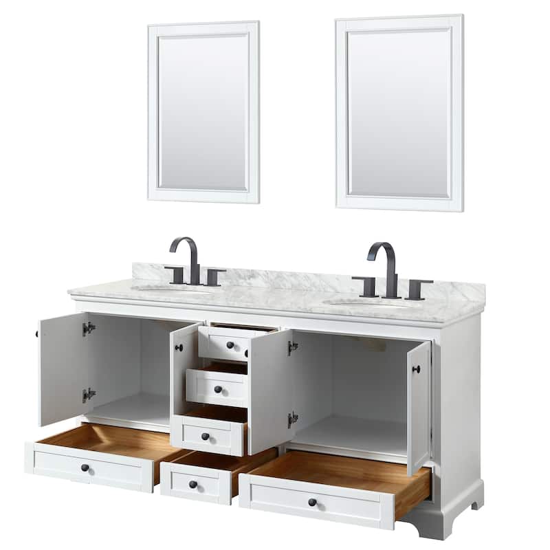 Deborah 72-inch Double Vanity, Oval Sinks, 24-inch Mirrors
