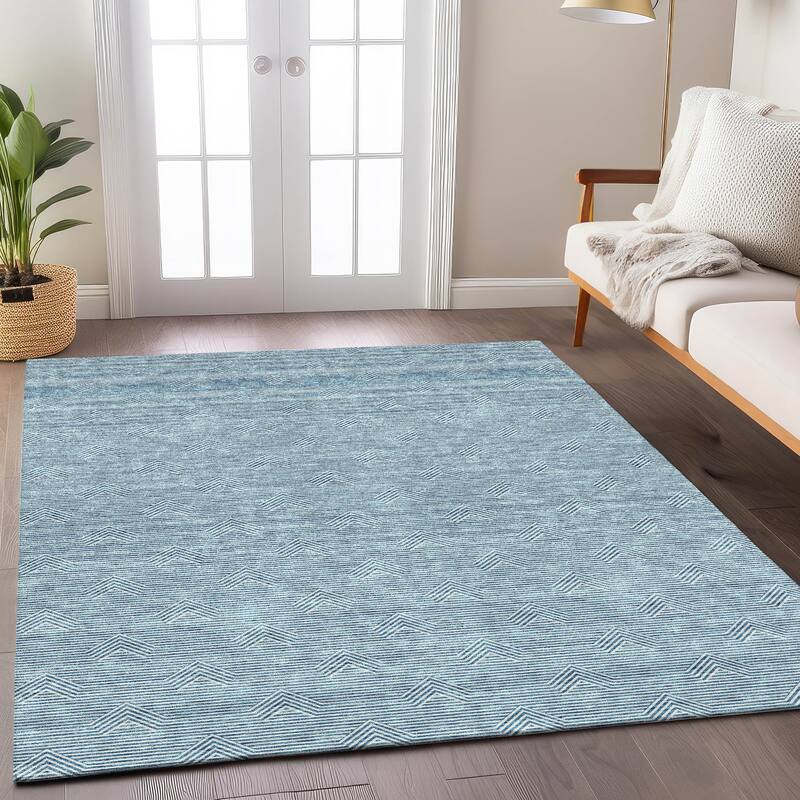 Machine Washable Indoor/ Outdoor Chantille Contemporary Stripe Rug
