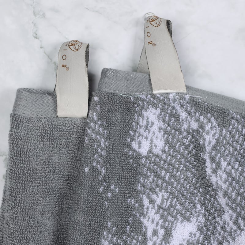 Superior Marble Solid Cotton Jacquard Border Bath Towels (Set of 4)