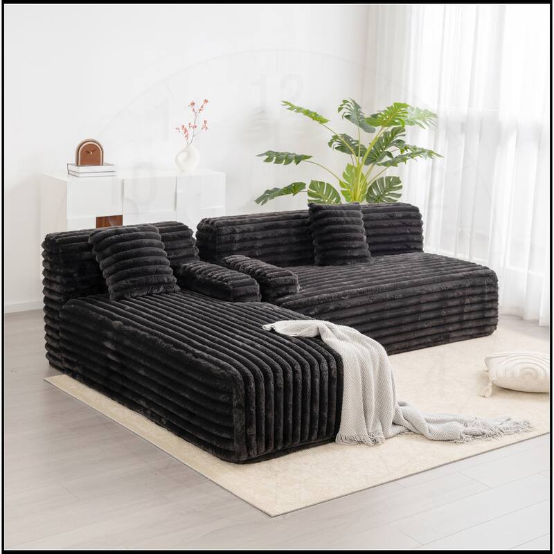 110" Cloud Sectional Sofa Upholstered Free-combined - Black