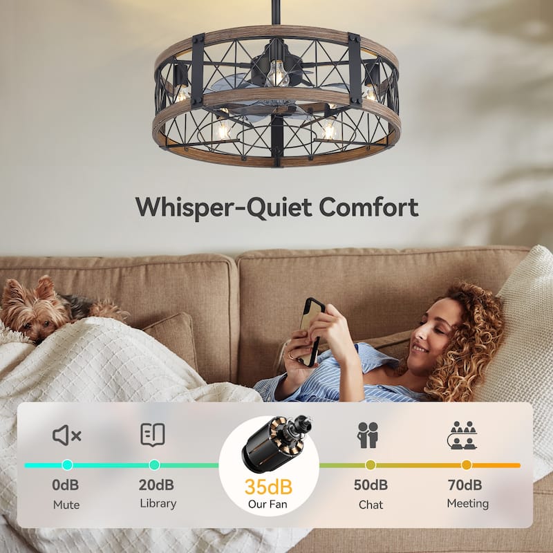 21-In LED Chandelier Ceiling Fan with Light Remote(3-blade)