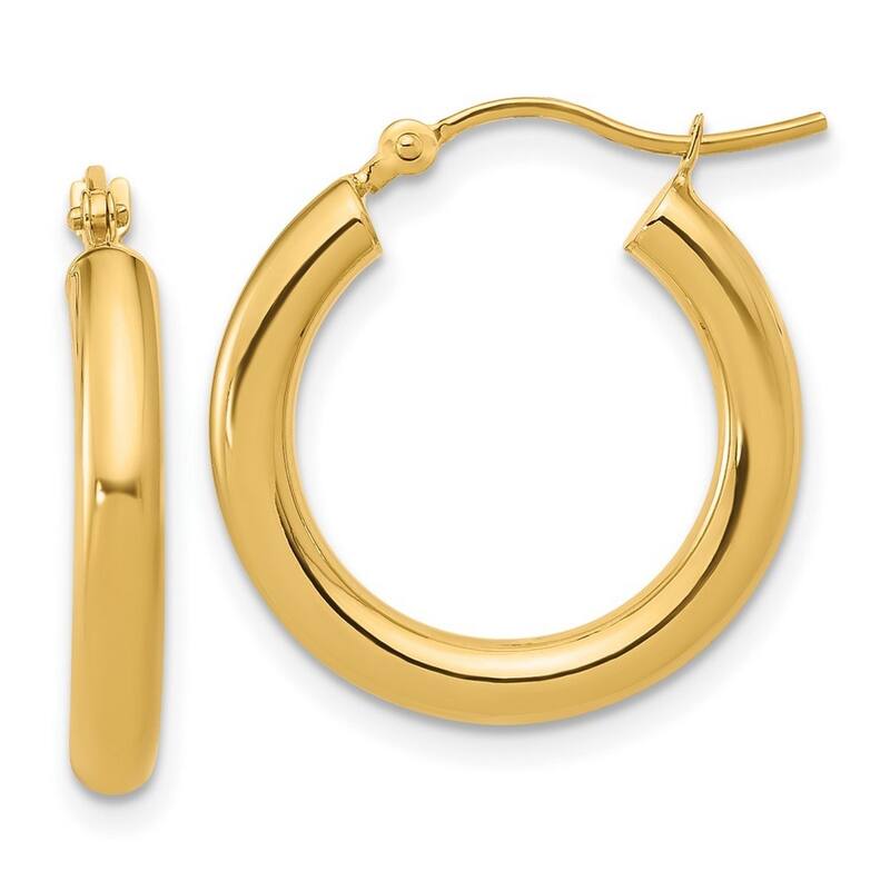 Curata 14k Yellow Gold 3x21mm Polished Classic Hoop Earrings