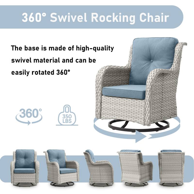 Pocassy Outdoor Glider Chairs Table with 4Inch 5Inch 6Inch Cushion