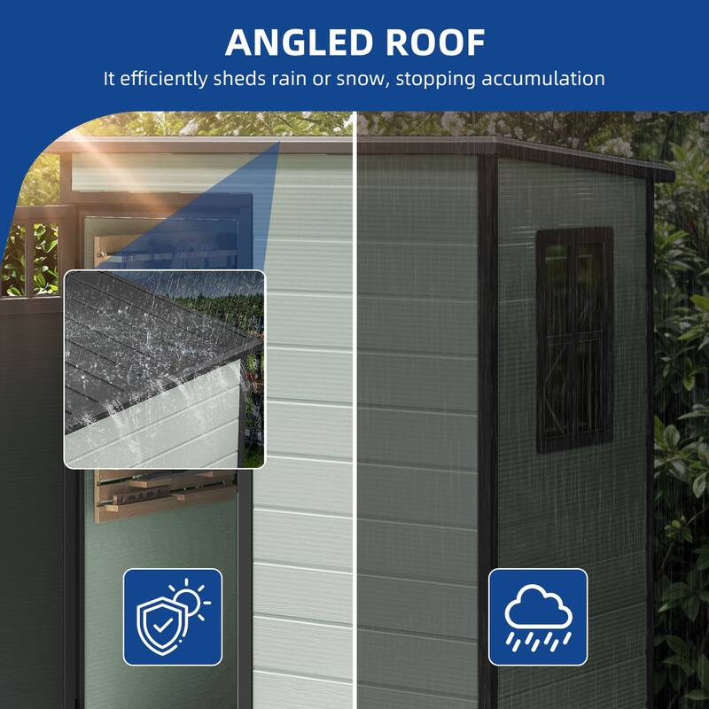 Moasis 5x3FT Outdoor Storage Shed with Floor, Windows, and Lockable Door - 5' X 3'