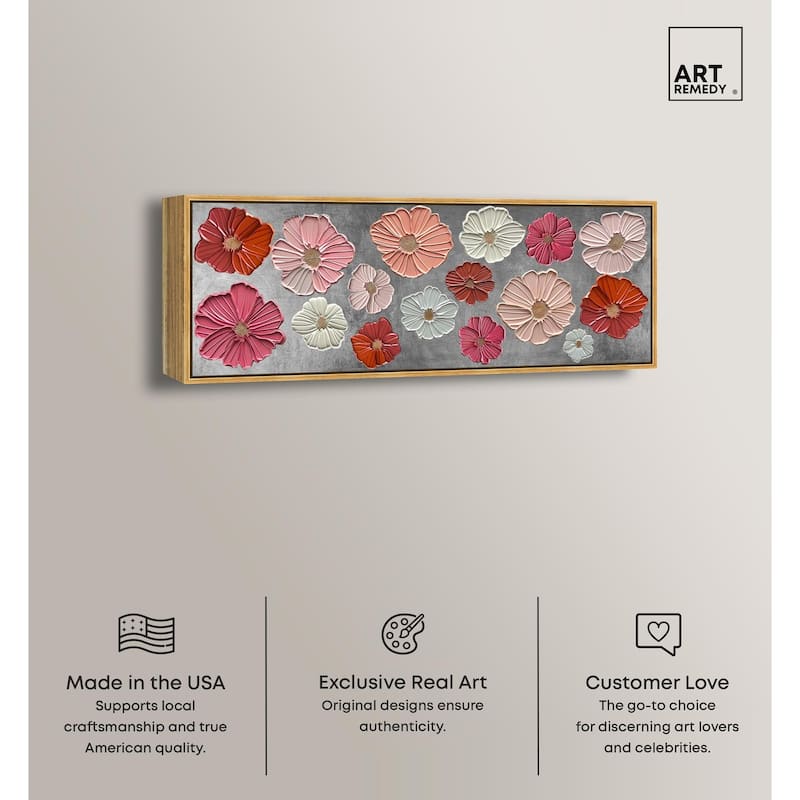 Floral Impasto Silver Panoramic Canvas by Art Remedy
