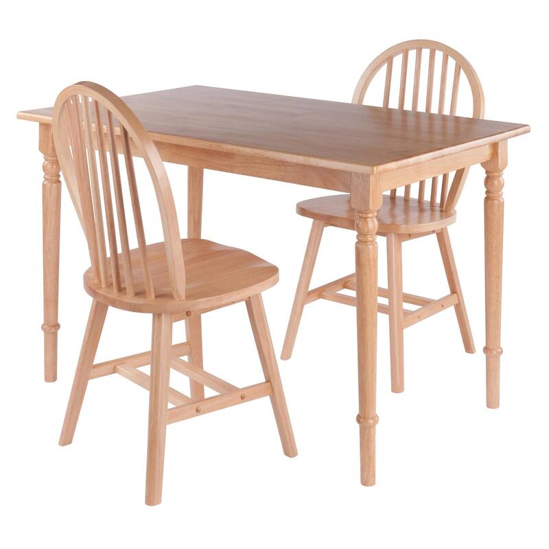 3-Piece Wooden Dining Table and Chairs - 47.25" - Brown