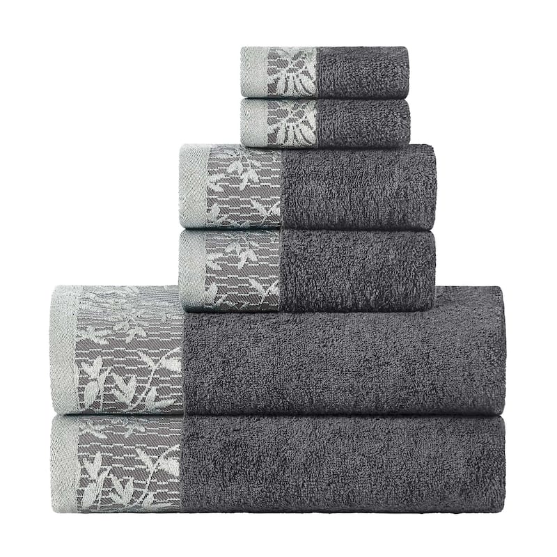 Superior Wisteria Cotton Floral Jacquard 6 Piece Bathroom Towel Set