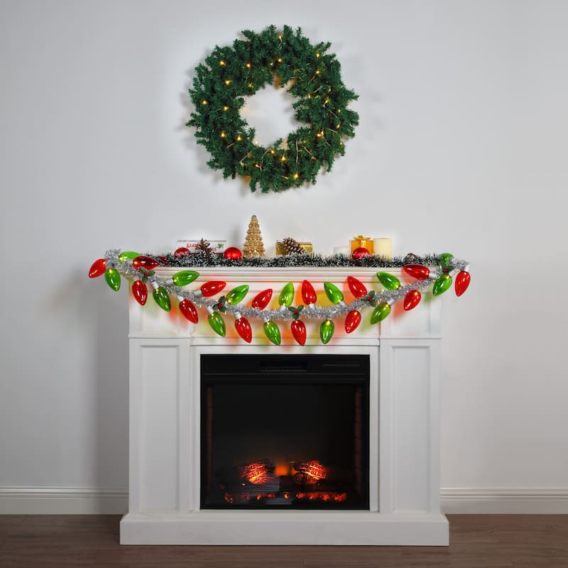 70 in. Retro C9 Bulb Garland - Red and Green