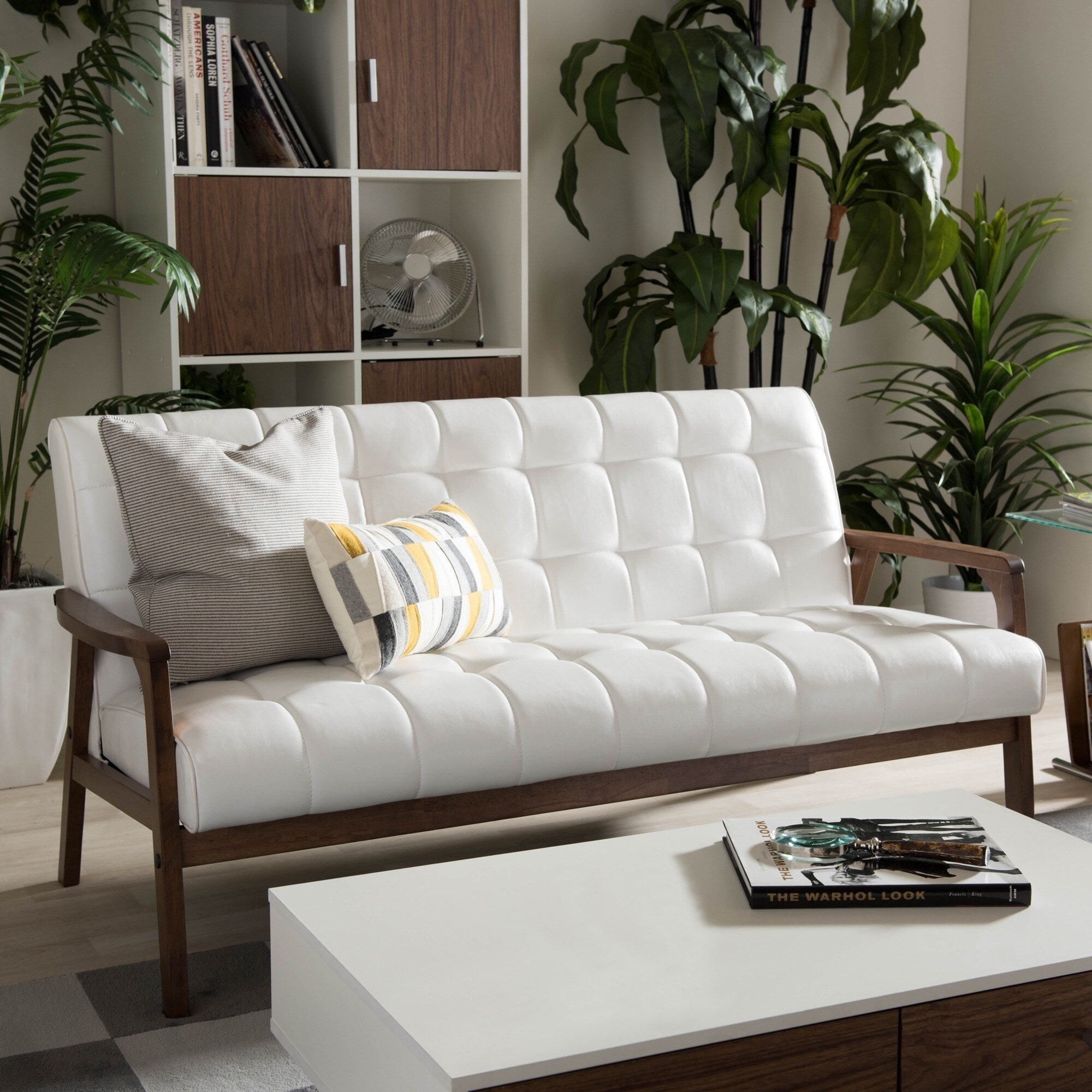 Shop Carson Carrington Karkkila Mid Century White Faux Leather