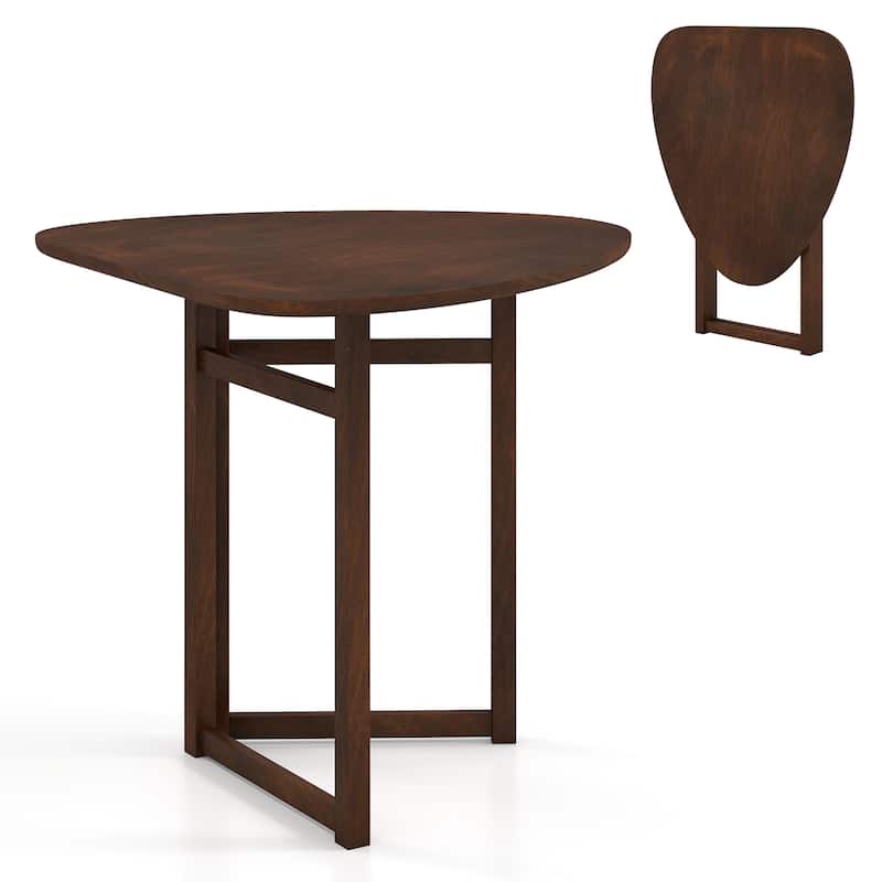Gymax Foldable Dining Table w/Rubber Wood Legs Space-Saving Dinner - Walnut