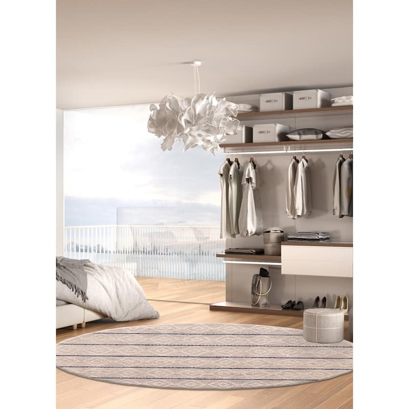 ECARPETGALLERY Braid weave Sienna Ivory Wool Rug - 4'10 x 4'10