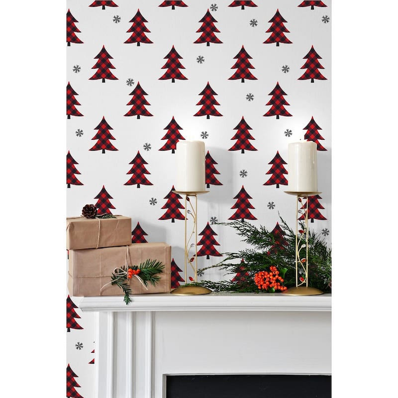 NextWall Plaid Pines Peel and Stick Wallpaper