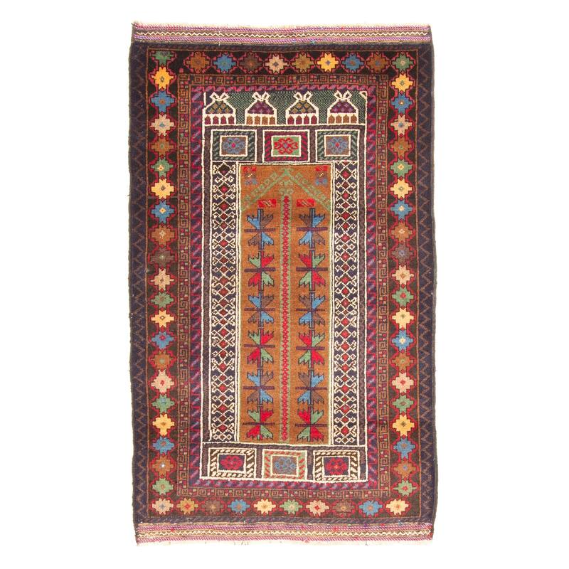 ECARPETGALLERY Hand-knotted Teimani Brown Wool Rug - 2'11 x 4'11
