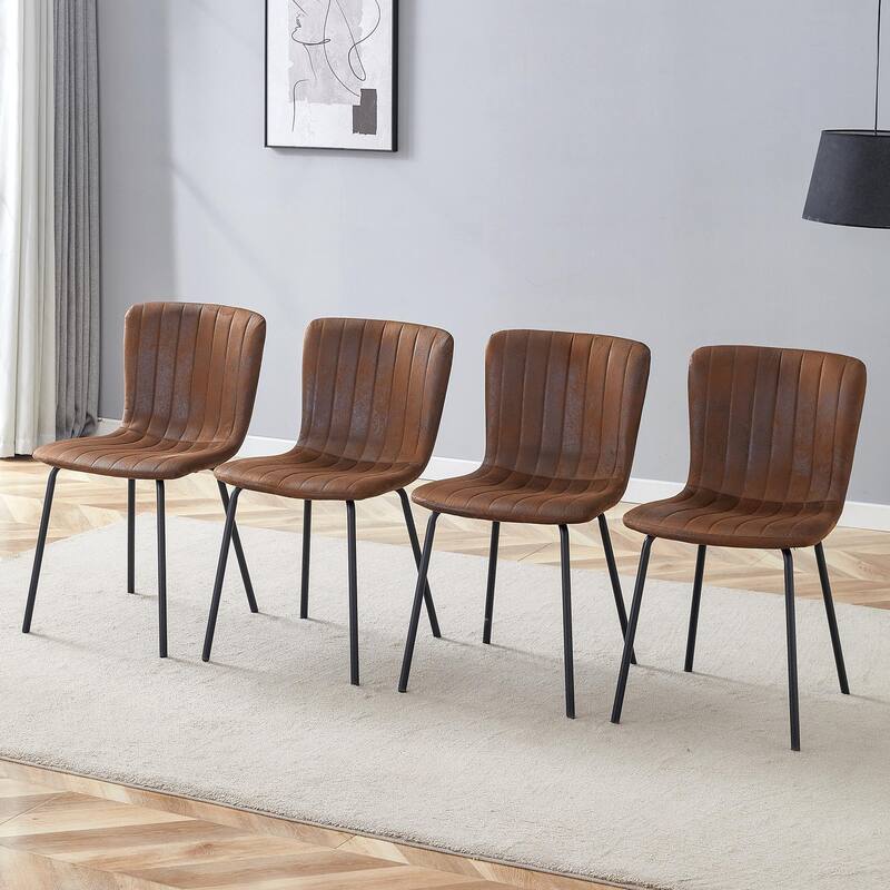 Set of 4 Minimalist Dining Chairs – Premium Black Metal Leg Design for Modern Interiors, Versatile Style Adaptability