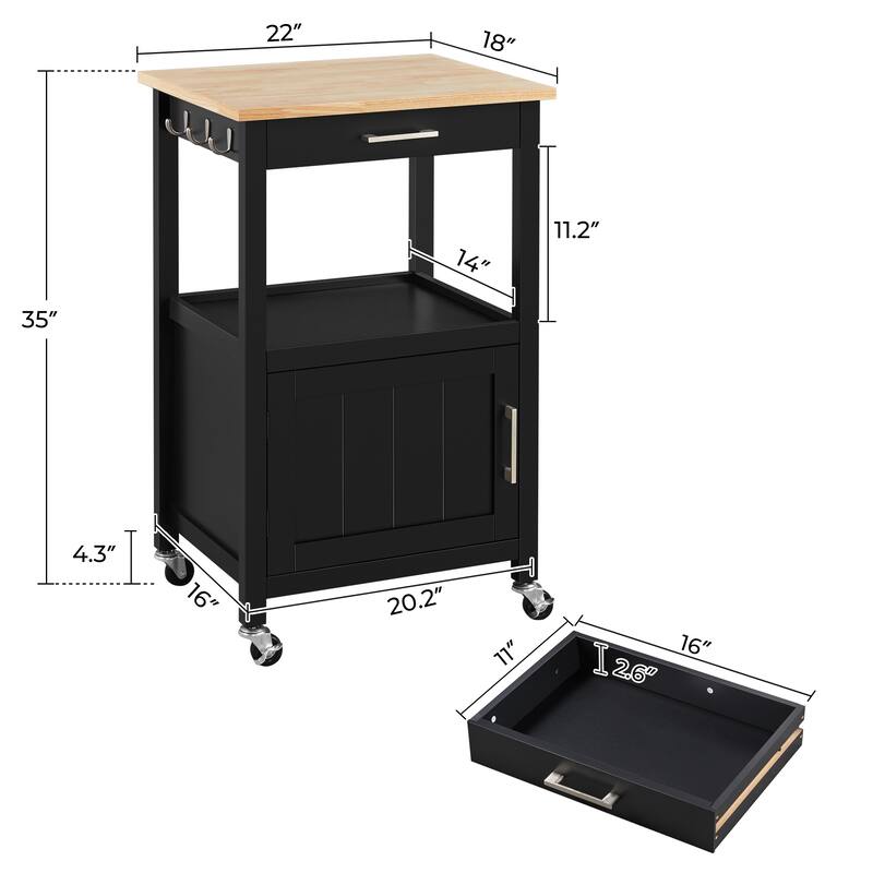 Yaheetech Rolling Kitchen Cart Storage Island Kitchen Cart