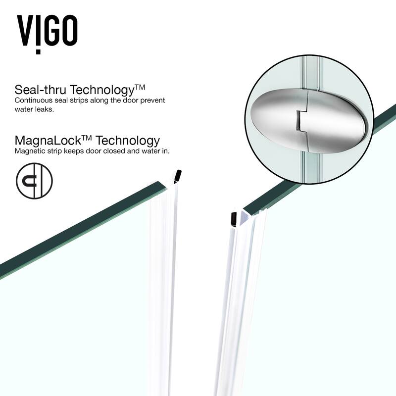 VIGO Gemini Frameless Hinged Neo-Angle Shower Enclosure and Base