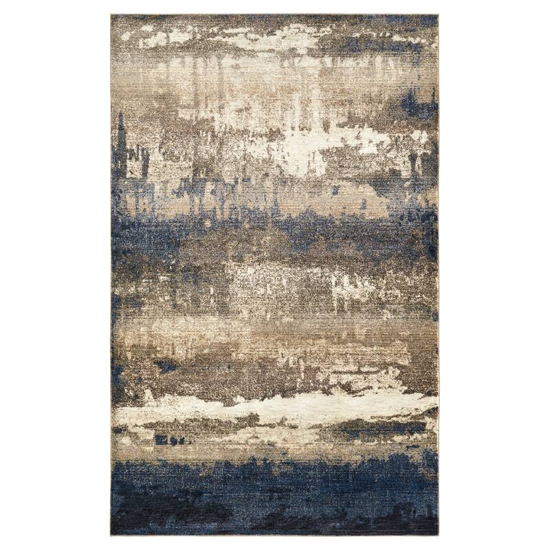 Maya Collection Blue Power Loomed Indoor Area Rug