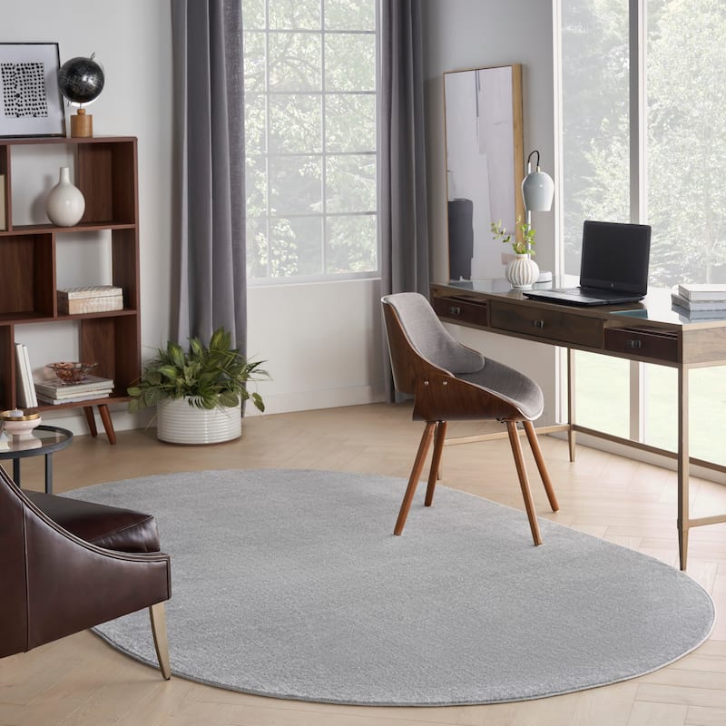 Nourison Modern Solid Indoor/Outdoor Area Rug - 6' x 9' Oval - Silver/Grey