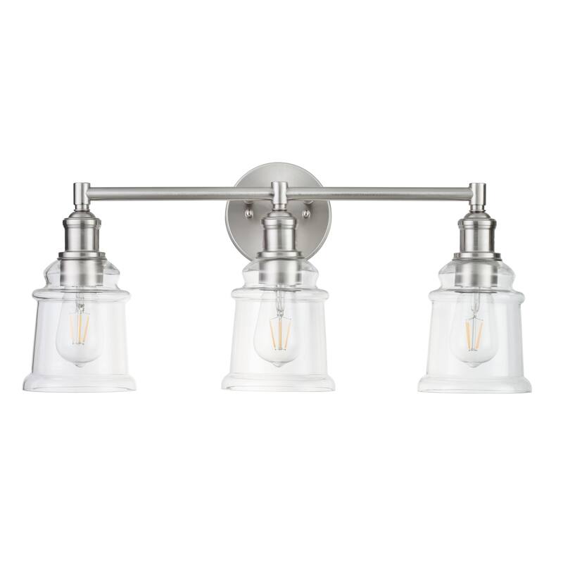 Prominence Home Eaton Ridge Industrial Farmhouse Bathroom Vanity Light, Brushed Nickel - Brushed Nickel