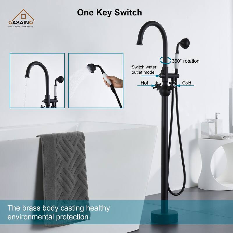 Freestanding 2-Handles Bathtub Faucet with Hand Shower
