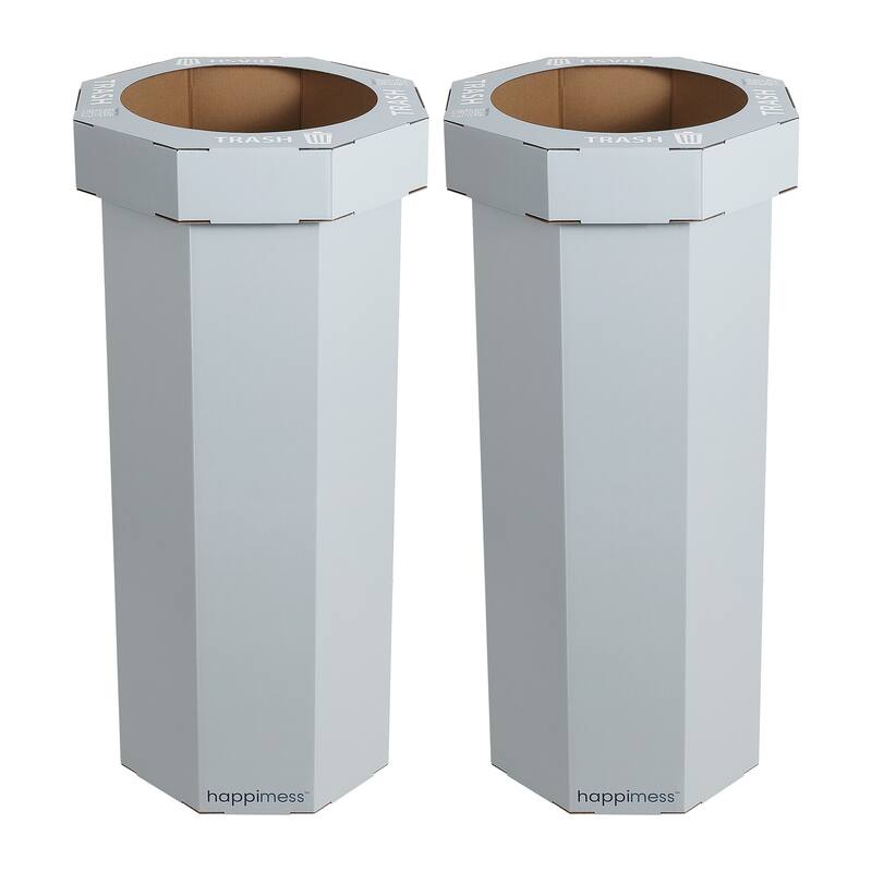 25-Gallon Disposable Cardboard Event Trash Can and Recycling Bin (Set of 2) - Fog Gray