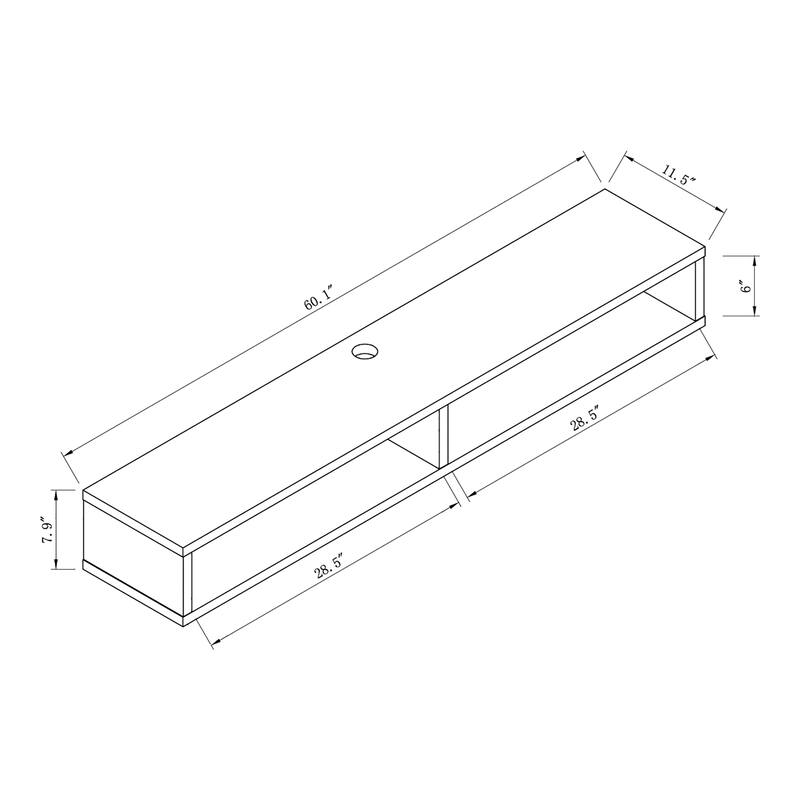 DH BASIC Wall-Mounted Gray 60" Open Shelf TV Console by Denhour