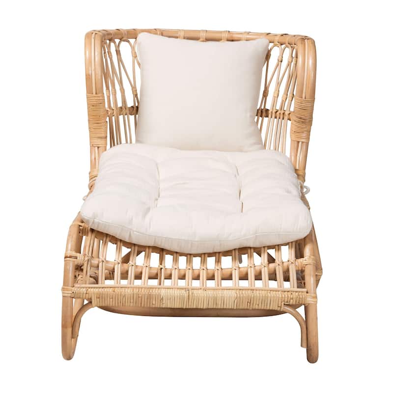 bali & pari Delara Modern Bohemian Natural Brown Rattan Chaise