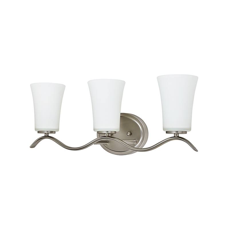 3 Light Bathroom Vanity Lighting with White Glass