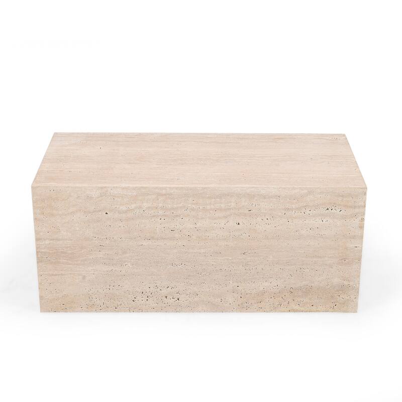 Travertine Rectangular Coffee Table - 37" - Beige