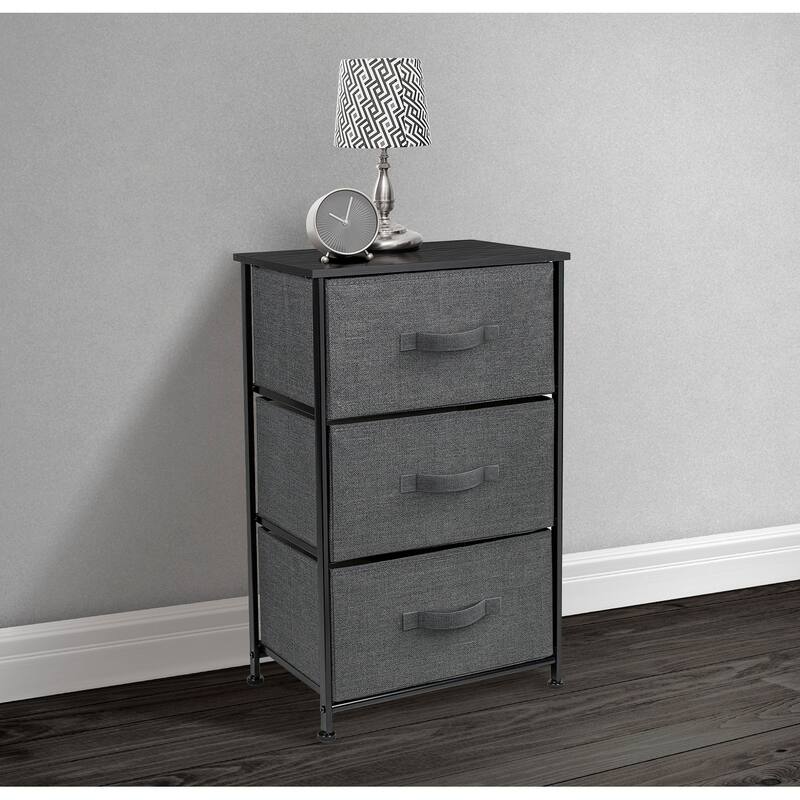 Nightstand w/ 3 Drawers Bedside Furniture & End Table Storage Tower