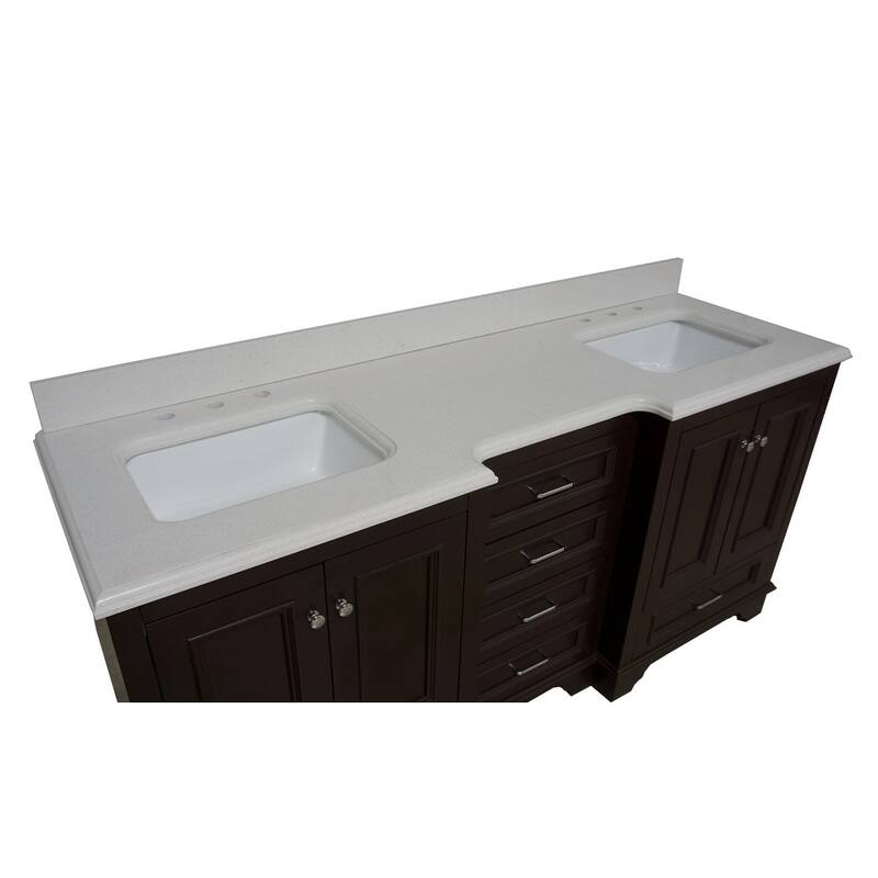 KitchenBathCollection Nantucket 72" Double Bathroom Vanity with Quartz Top