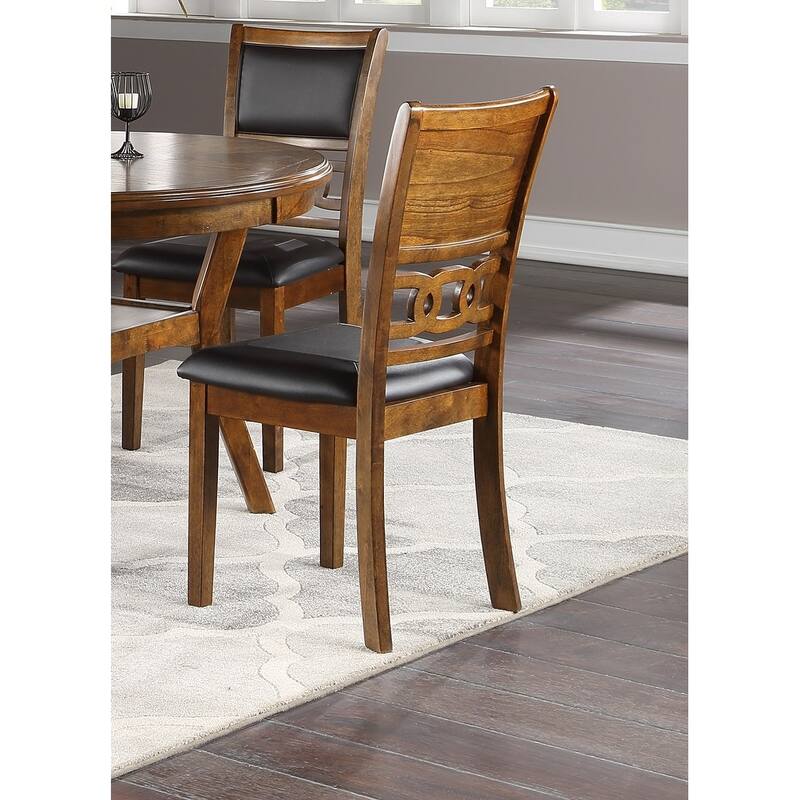5 Piece Round Dining Table Set, Kitchen Dining Room Furniture Set with Dining Table and 4 Upholstered Side Chairs