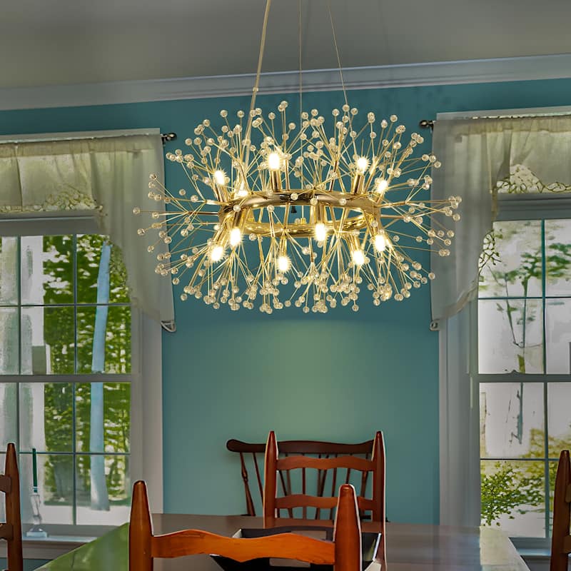 12/20-Light Modern Glam Crystal Sputnik Sphere Chandelier, Bulbs Included - 28.4-in.W - Gold