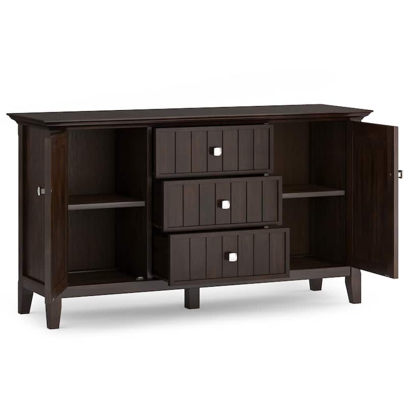 WYNDENHALL Freemont SOLID WOOD 54 inch Wide Transitional Sideboard Buffet in Dark Tobacco Brown - 17" D x 54" W x 30" H