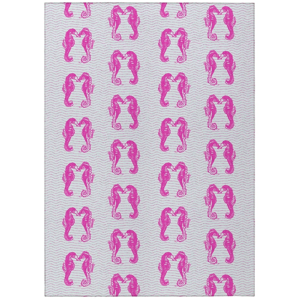 Indoor/ Outdoor Surfside Seahorses Washable Rug New