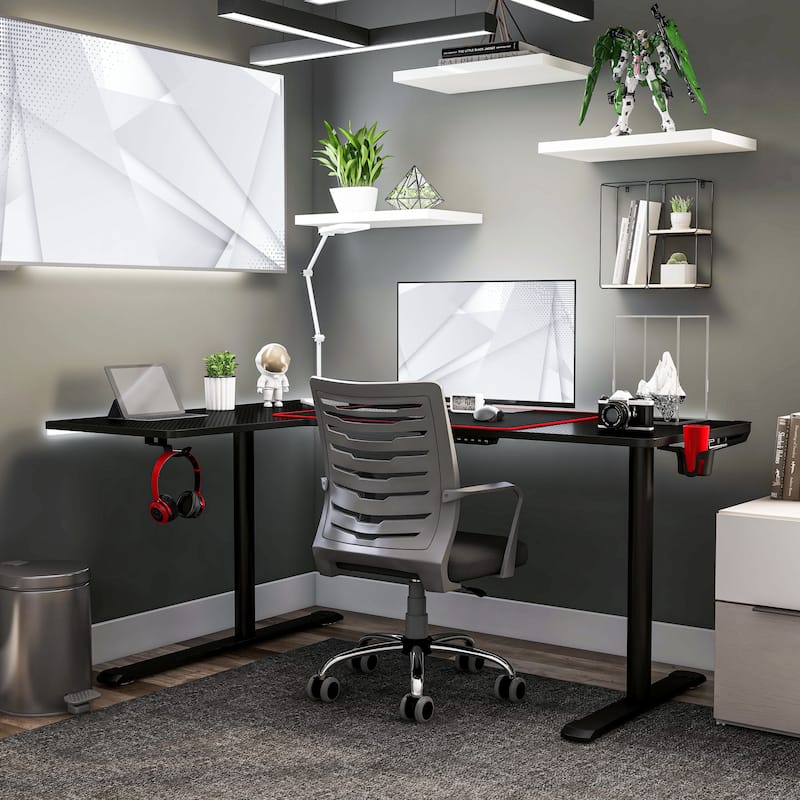 Devan Contemporary Black 65-inch Metal Computer and Gaming Desk by Furniture of America