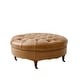 preview thumbnail 13 of 25, HULALA HOME Idalia Traditional Genuine Leather Ottoman with Caster Wheels and Solid Wood Legs