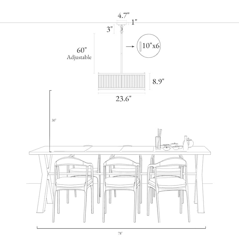 Modern 6-Light Black Crystal Drum Chandelier for Dining Room Kitchen Island - D 23.6" x H 72.9" Max