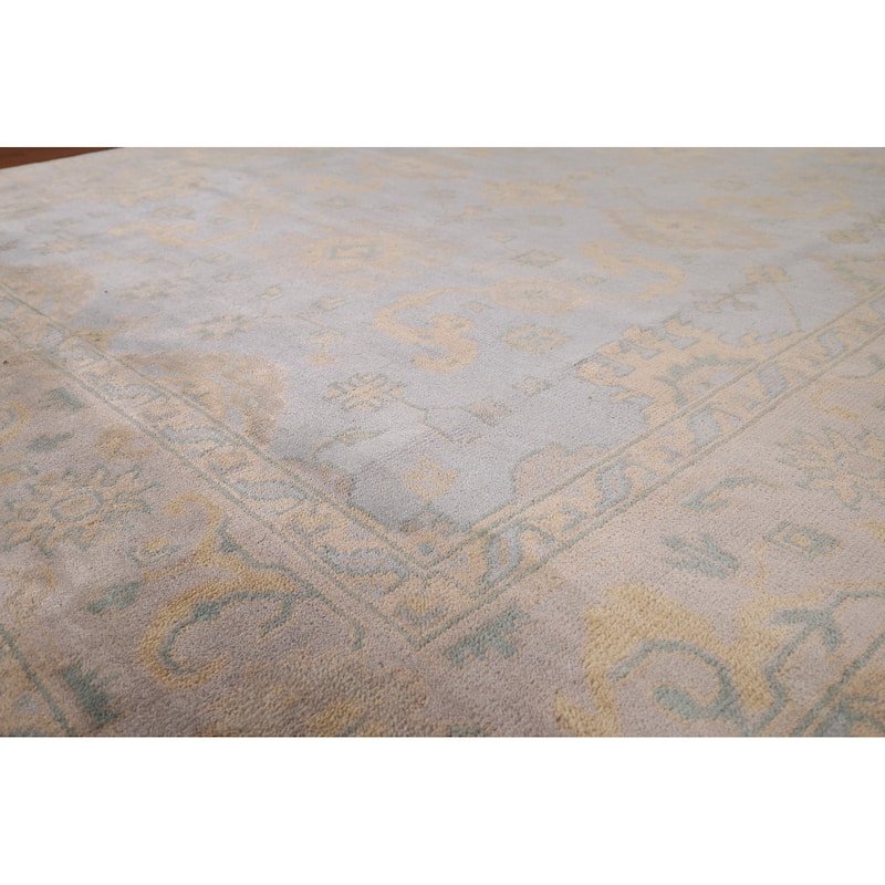 All-Over Oushak Area Rug Hand-Knotted Wool Carpet - 8'2"x 9'9"