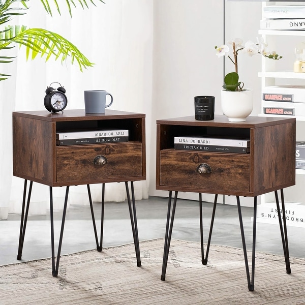 Taomika 1 Drawer Mid-Century Modern Nightstand(Set of 2). Opens flyout.