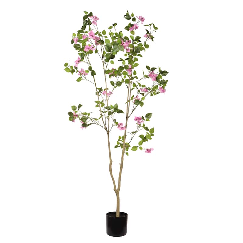 6FT Artificial Bougainvillea Tree, Realistic Fake Flowering Tree for Indoor Home Office Decor, Potted Faux Plant, 1pc/set