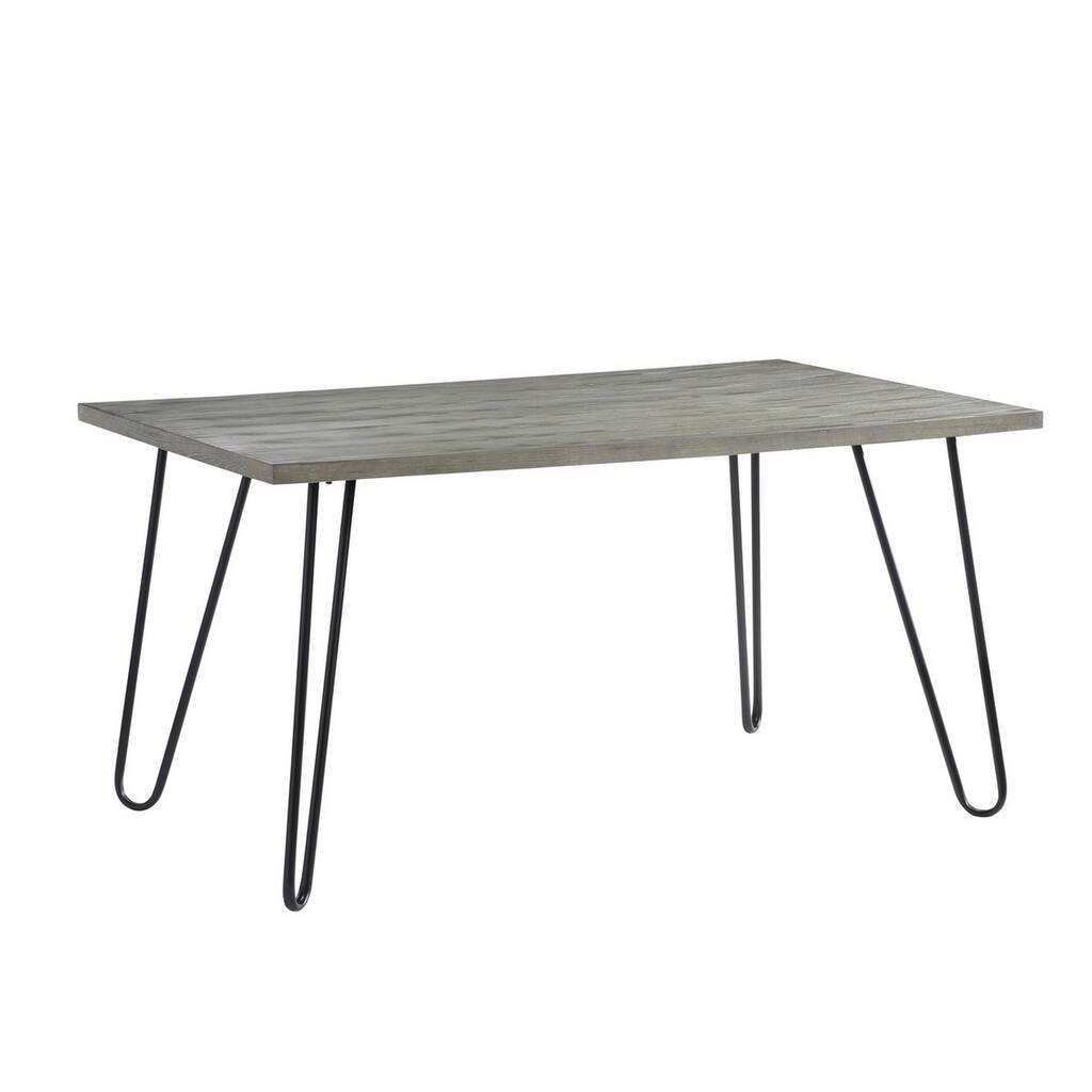 Mina 60 Inch Dining Table, Wood Surface, 4 Seater, Metal Hairpin Legs, Gray