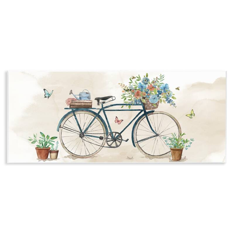 Stupell Garden Bicycle & Florals Wall Plaque Art Design By Nan - 17 x 7