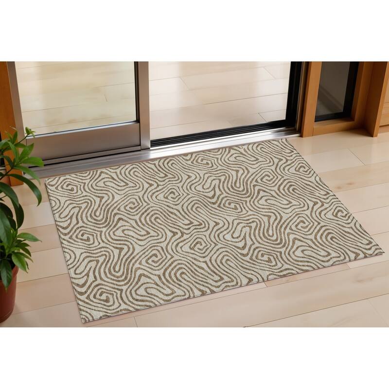 HomeRoots Abstract Transitional Rectangle Outdoor Rug - 3' x 5'